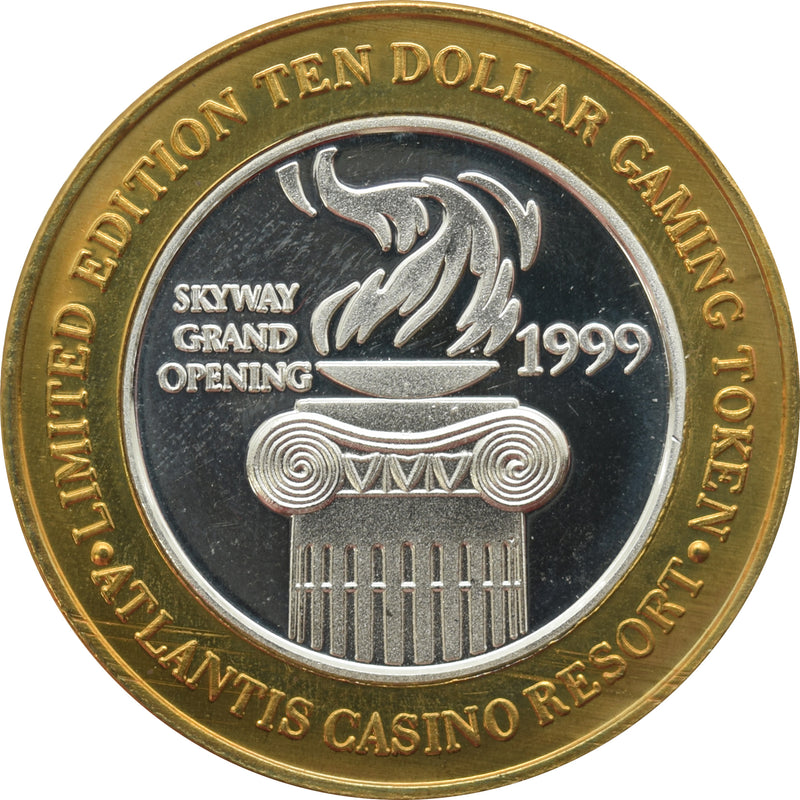 Atlantis Casino Reno NV "Skyway Grand Opening" $10 Silver Strike .999 Fine Silver 1999