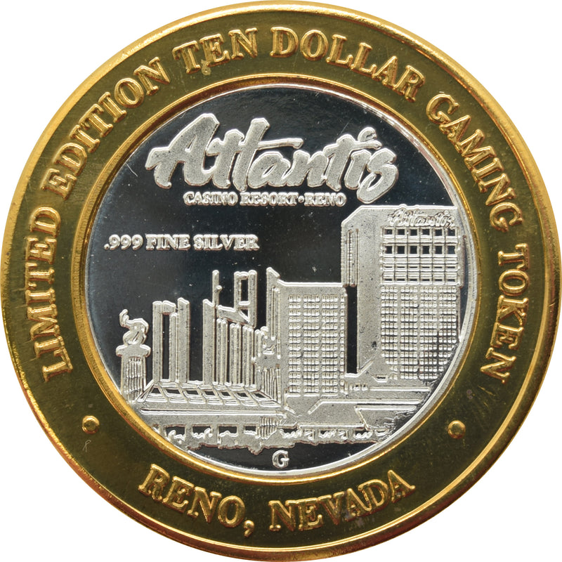 Atlantis Casino Reno NV "Skyway Grand Opening" $10 Silver Strike .999 Fine Silver 1999