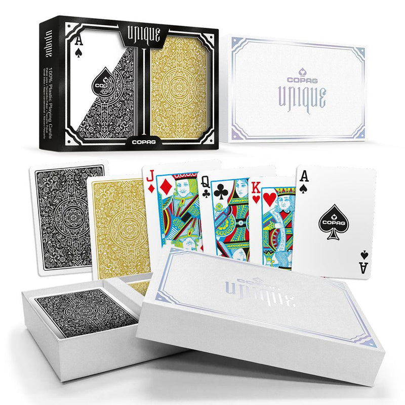 Copag Unique Luxury Black/Gold Poker Size 2 Deck Setup