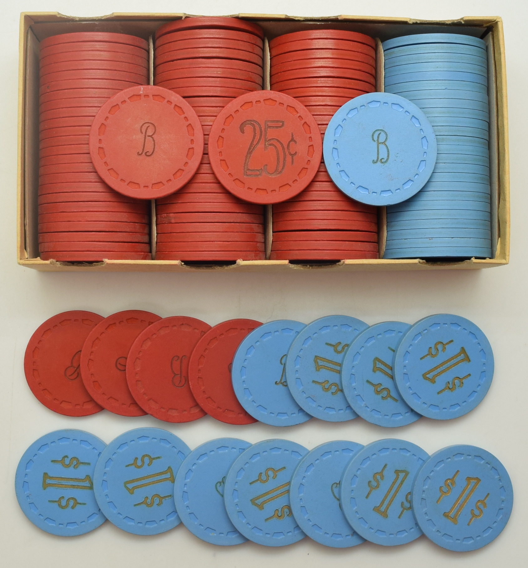 115 Authentic B (William H. Bishop) SmCrown Chip Set Los Angeles California