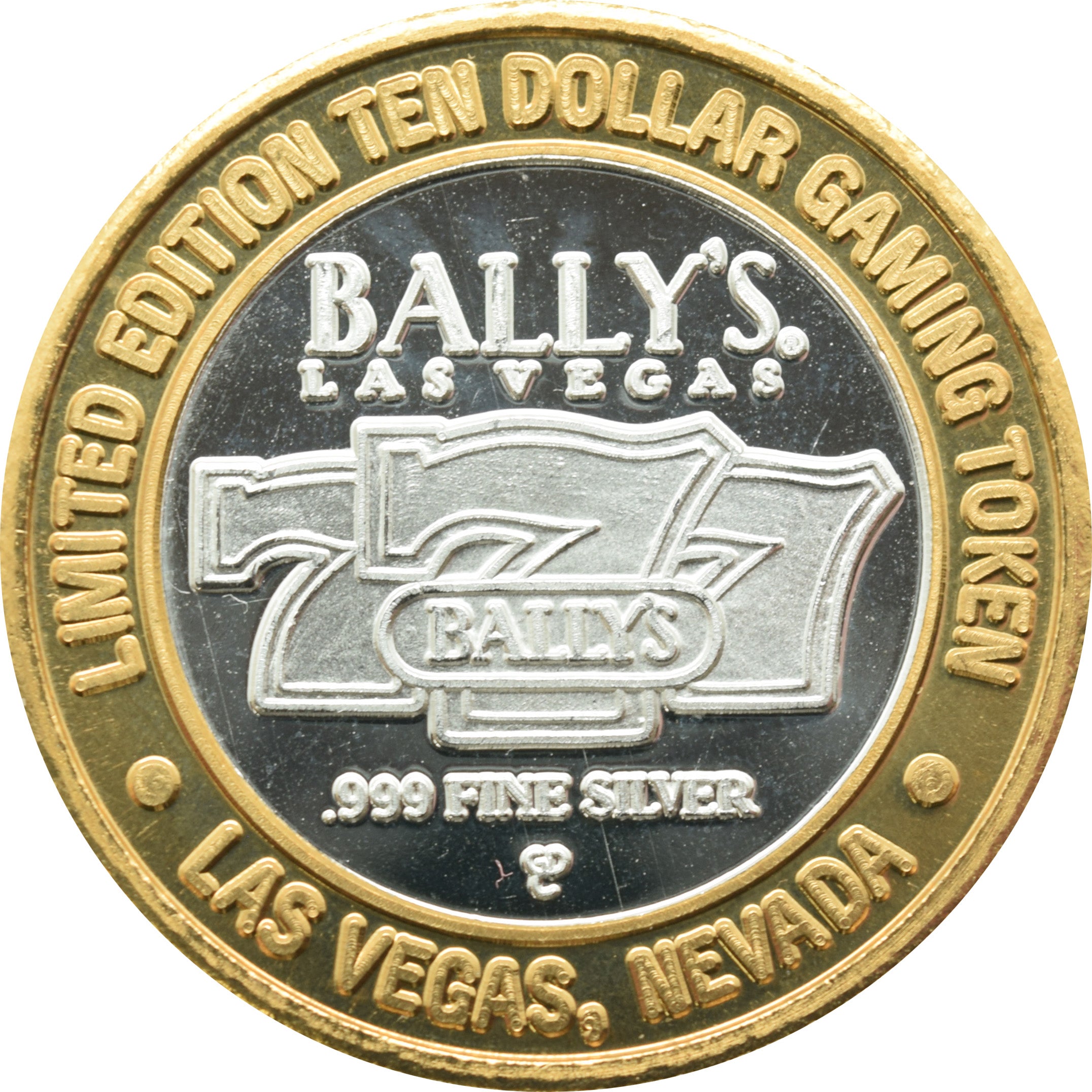 Bally's Casino Las Vegas "25th Anniversary" $10 Silver Strike .999 Fine Silver 1998