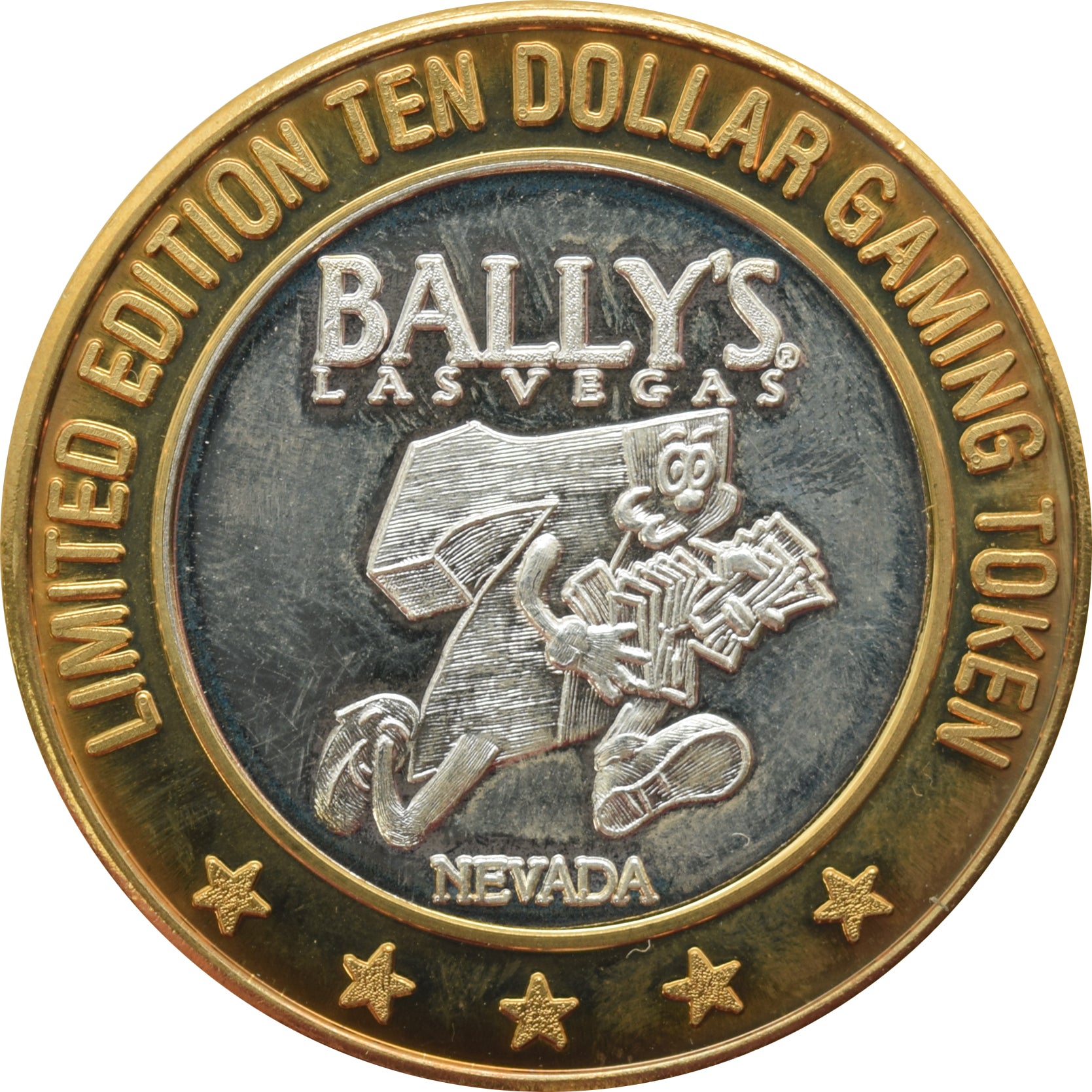 Bally's Casino Las Vegas "Running 7" $10 Silver Strike .999 Fine Silver 1995