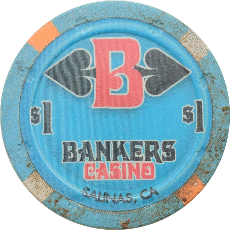 Bankers Casino Salinas California $1 Chip