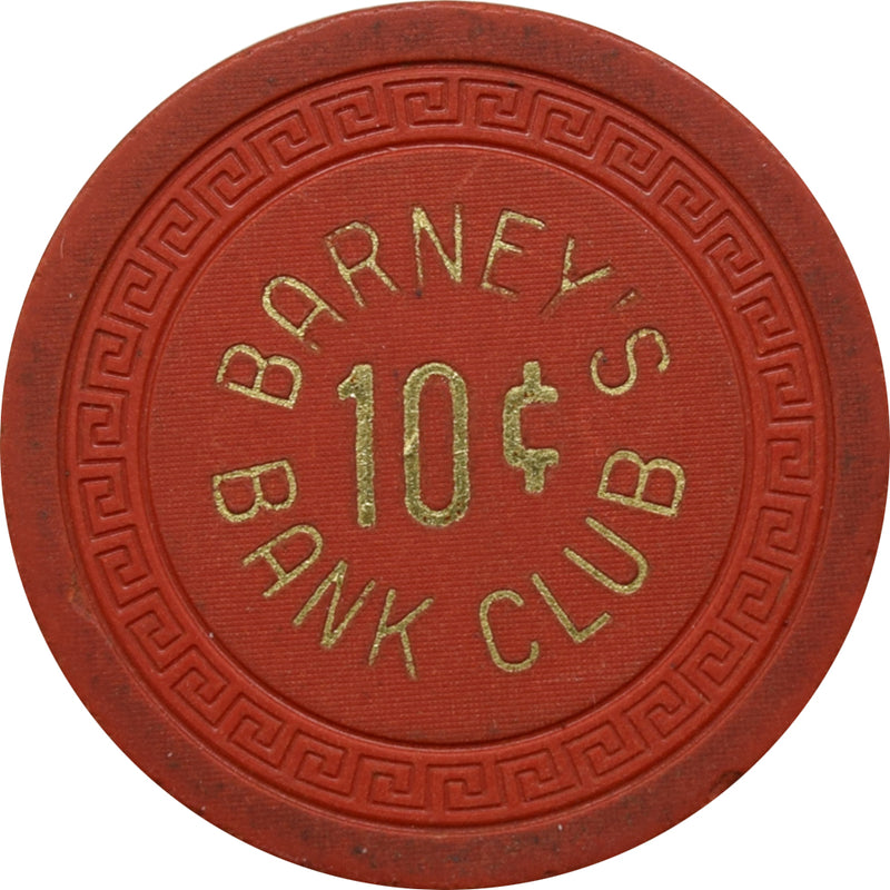 Bank Club Barney's Casino Fallon Nevada 10 Cent Chip 1965