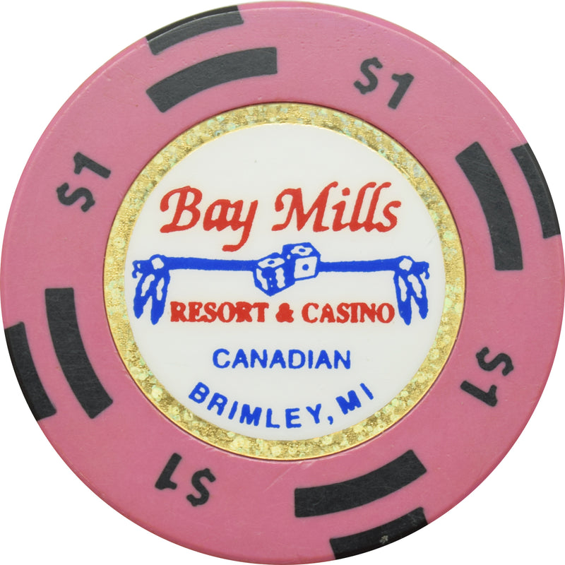 Bay Mills Casino Brimley Michigan $1 Chip