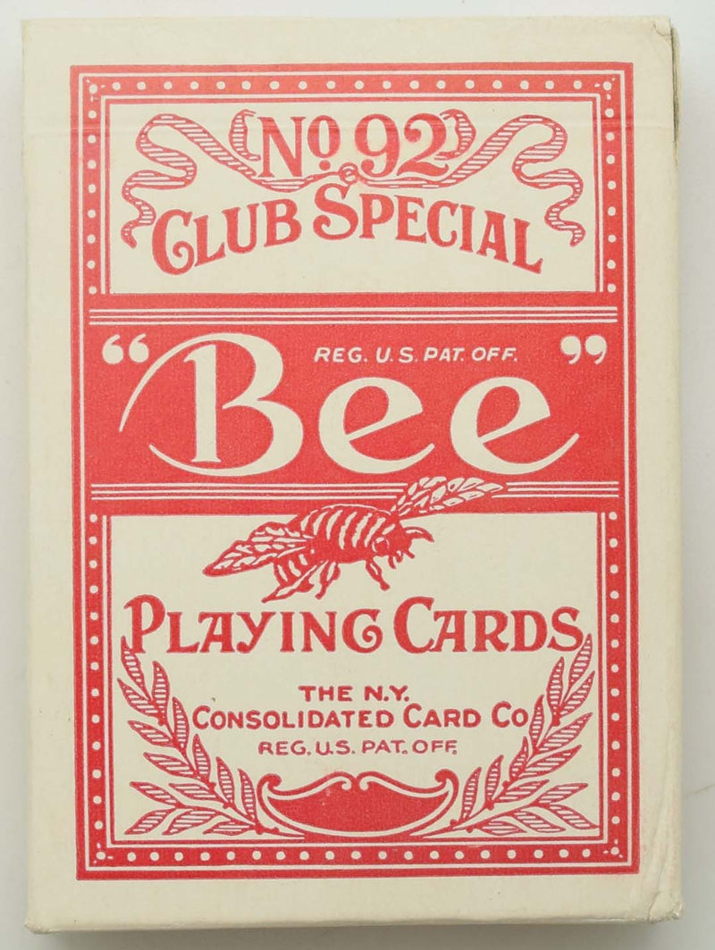 Vintage Bee Club Special No. 92 Stamp Label Seal NEW Red Playing Card Deck (No Cellophane)