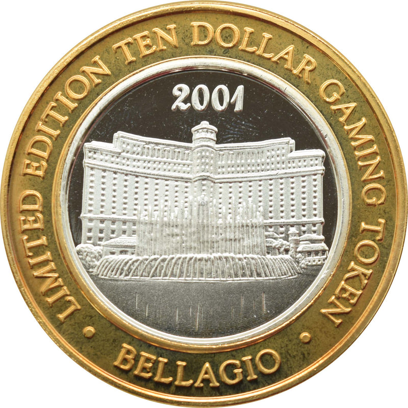 Bellagio Casino Las Vegas "2001 Fountains" $10 Silver Strike .999 Fine Silver 2001