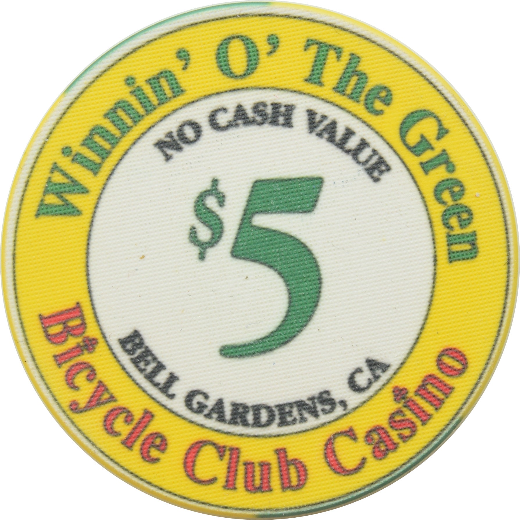 Bicycle Club Casino Bell Gardens CA $5 NCV Chip (Winnin' O' The Green Tournament)