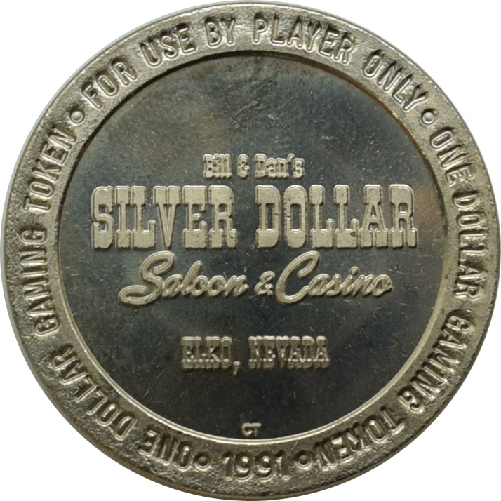 Silver Dollar (Bill & Dan's) Saloon & Casino Elko NV $1 Token 1991