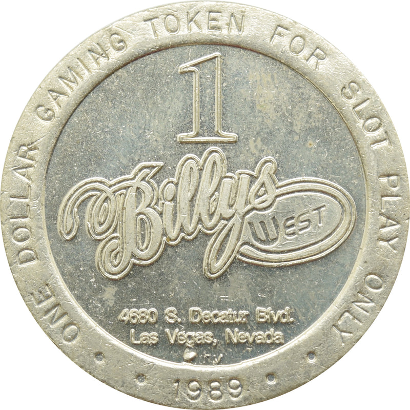 Billy's West Las Vegas NV $1 Token 1989