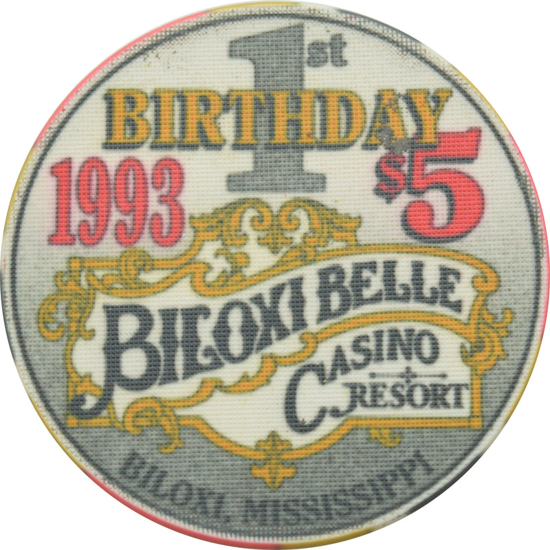 Biloxi Belle Casino Biloxi Mississippi $5 1st Anniversary Chip