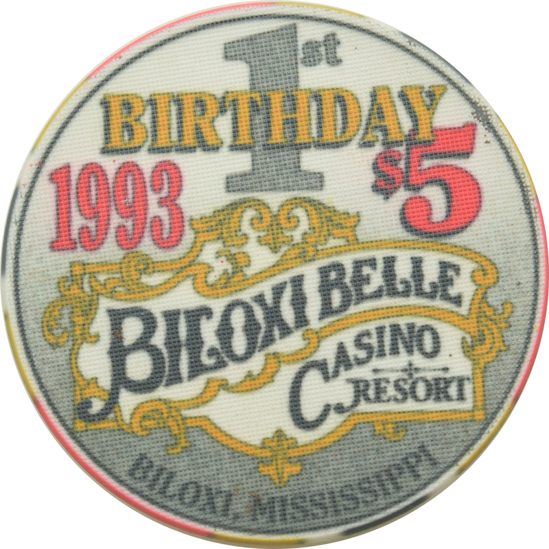 Biloxi Belle Casino Biloxi Mississippi $5 1st Anniversary Chip