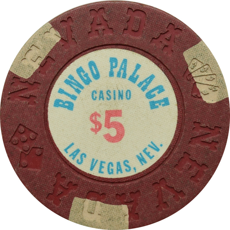 Bingo Palace Casino Las Vegas Nevada $5 Chip 1977