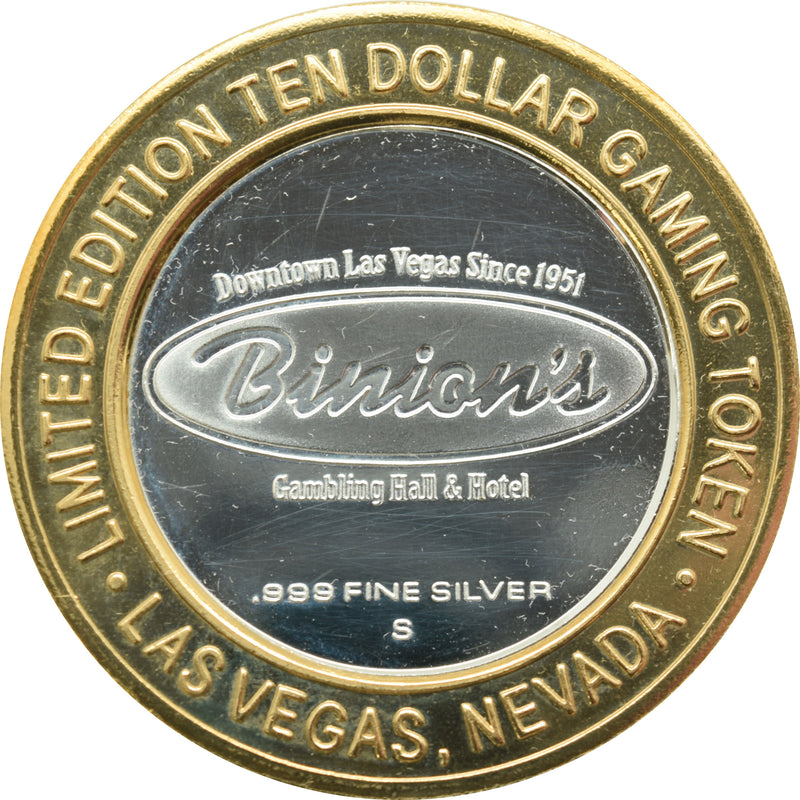 Binion's Casino Las Vegas "Casino Marquee" $10 Silver Strike .999 Fine Silver 2008