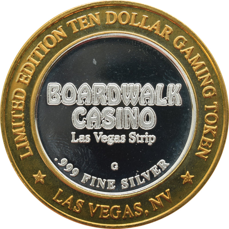 Boardwalk Casino Las Vegas "Jocko" $10 Silver Strike .999 Fine Silver 1998