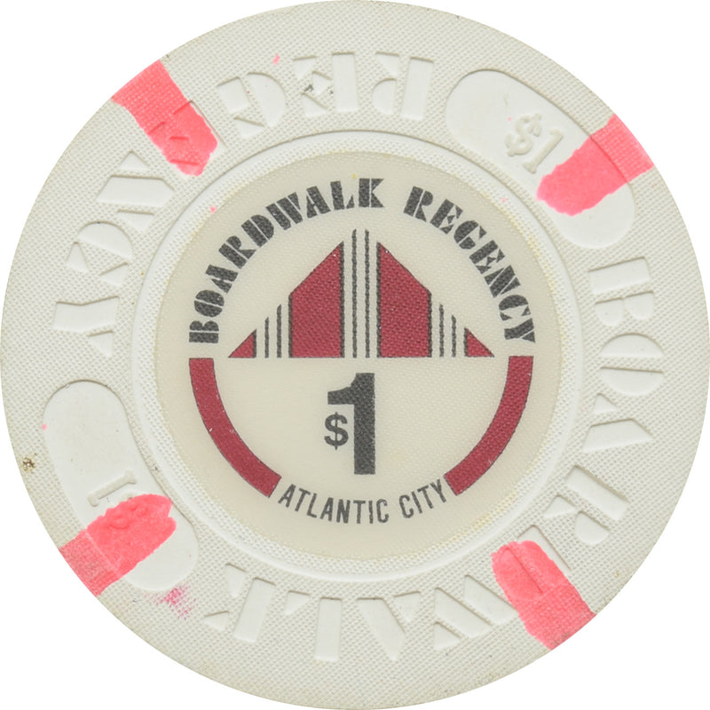 Boardwalk Regency Atlantic City NJ $1 Chip (Pink Edge Spots)