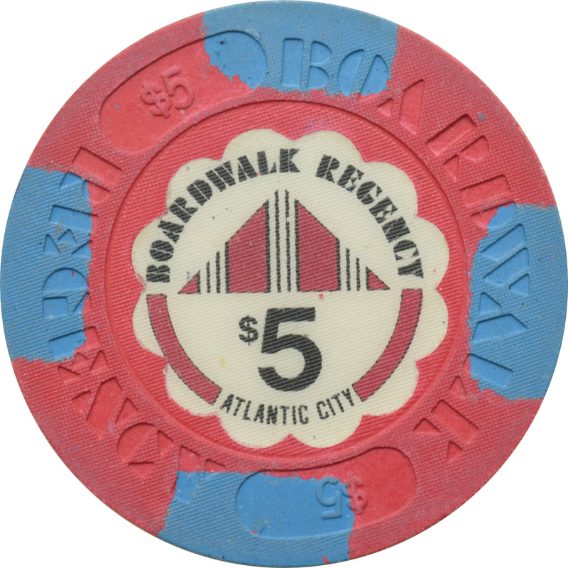Boardwalk Regency Atlantic City New Jersey $5 Chip Blue Edgespots