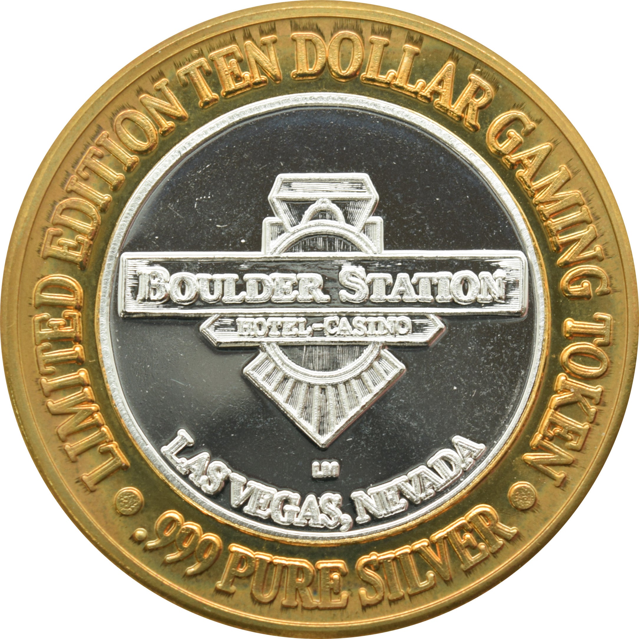 Boulder Station Casino Las Vegas "Engine 4" $10 Silver Strike .999 Fine Silver 1995