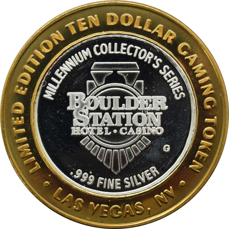 Boulder Station Casino Las Vegas "Palace Station" $10 Silver Strike .999 Fine Silver 1999