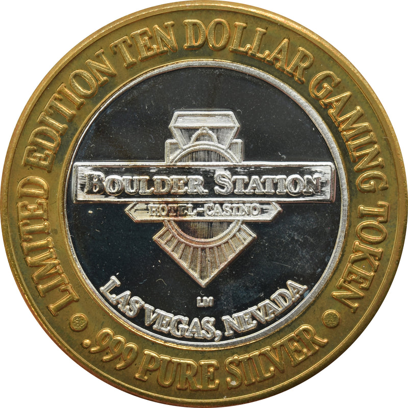 Boulder Station Casino Las Vegas "Engine 3" $10 Silver Strike .999 Fine Silver 1995