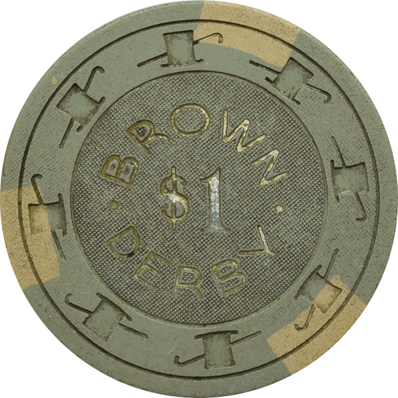 Brown Derby Casino $1 Chip Las Vegas Nevada 1970 Slightly Better Condition