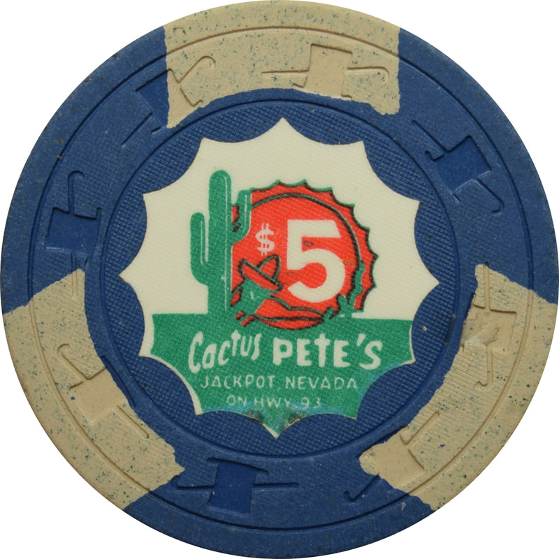 Cactus Pete's Casino Las Vegas Nevada $5 Chip 1972