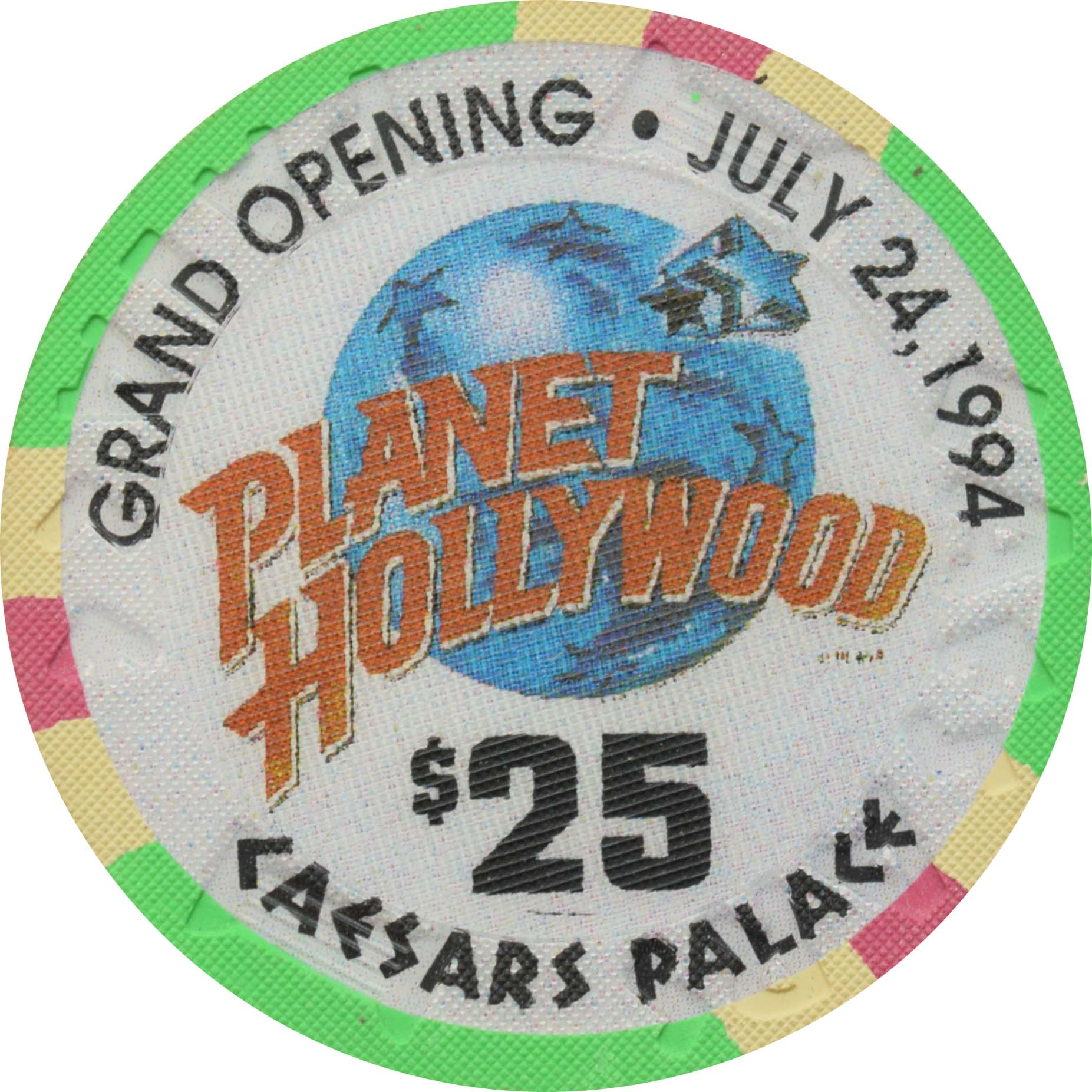 Caesars Palace Casino Las Vegas Nevada $25 Planet Hollywood Grand Opening Chip 1994