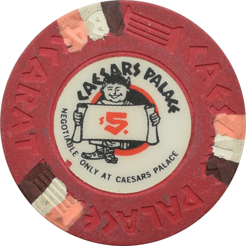 Caesars Palace Casino Las Vegas Nevada $5 Baccarat 43mm Chip 1980s