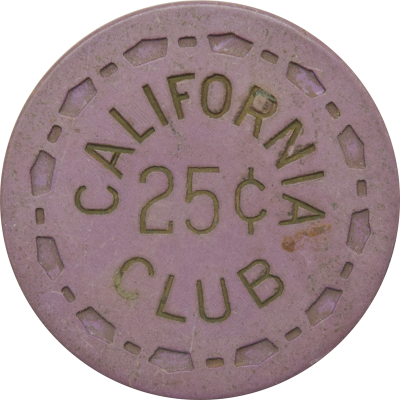 California Club Casino Las Vegas Nevada 25 Cent Chip 1956