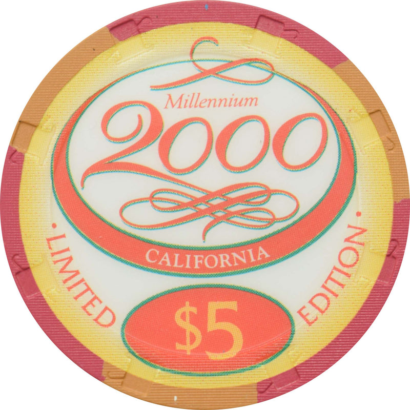 California Hotel Casino Las Vegas Nevada $5 Millennium Chip 1999