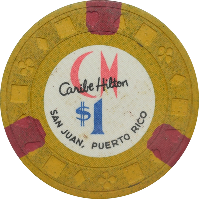 Caribe Hilton Casino San Juan Puerto Rico $1 Ewing Chip