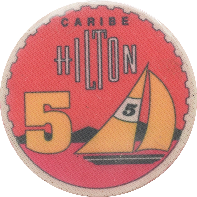 Caribe Hilton Casino San Juan Puerto Rico $5 Ceramic Chip
