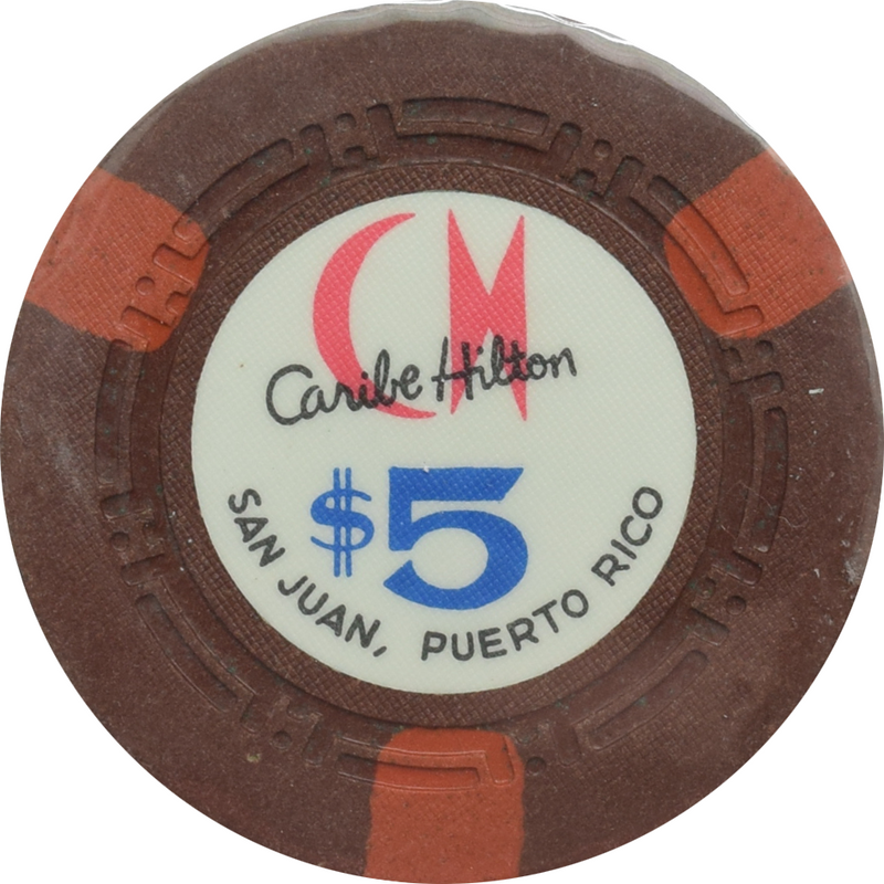 Caribe Hilton Casino San Juan Puerto Rico $5 H.C.E Chip