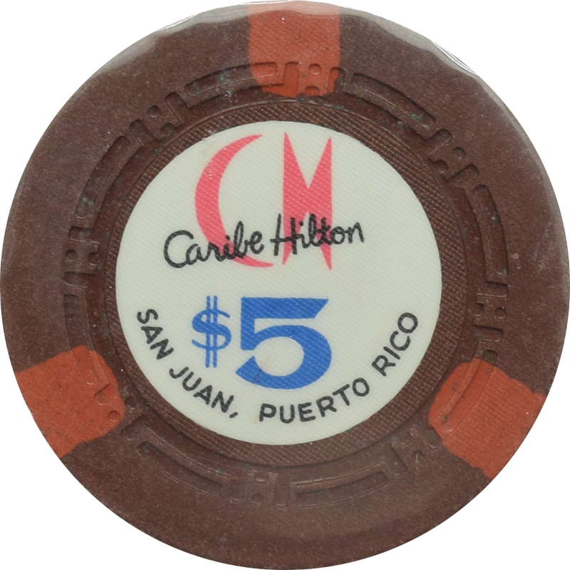 Caribe Hilton Casino San Juan Puerto Rico $5 H.C.E Chip