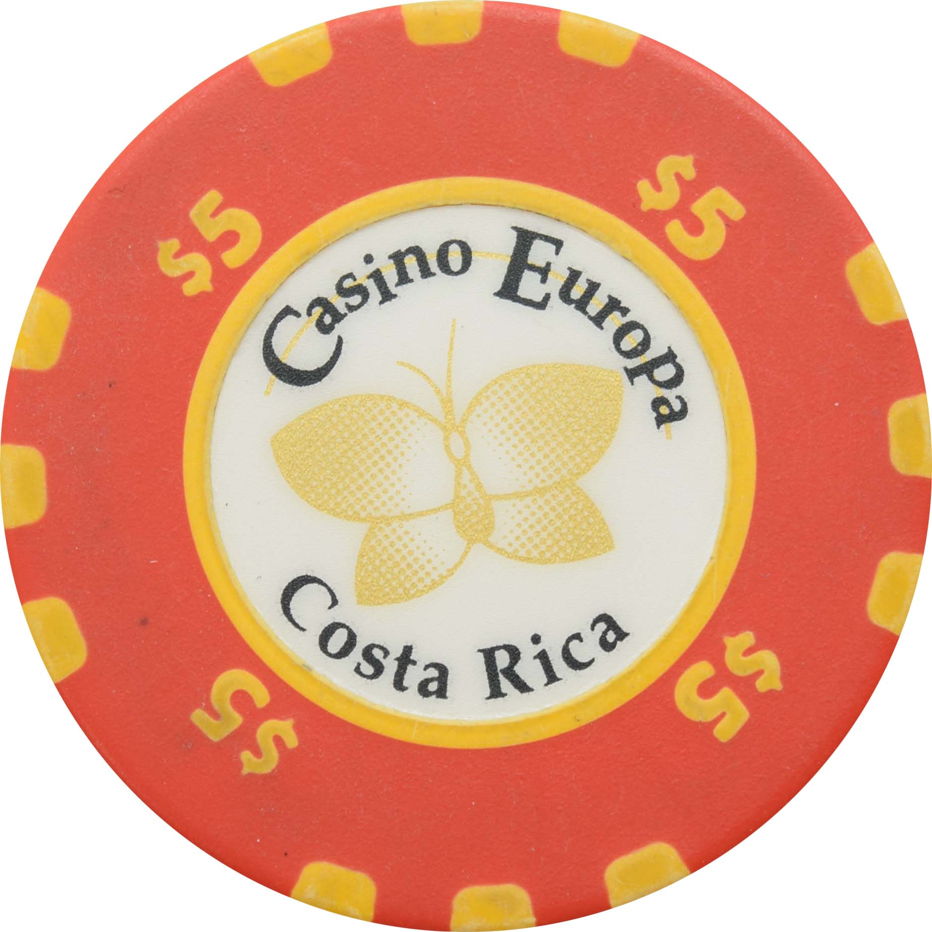 Casino Europa San Jose Costa Rica $5 Chip Bourgogne et Grasset