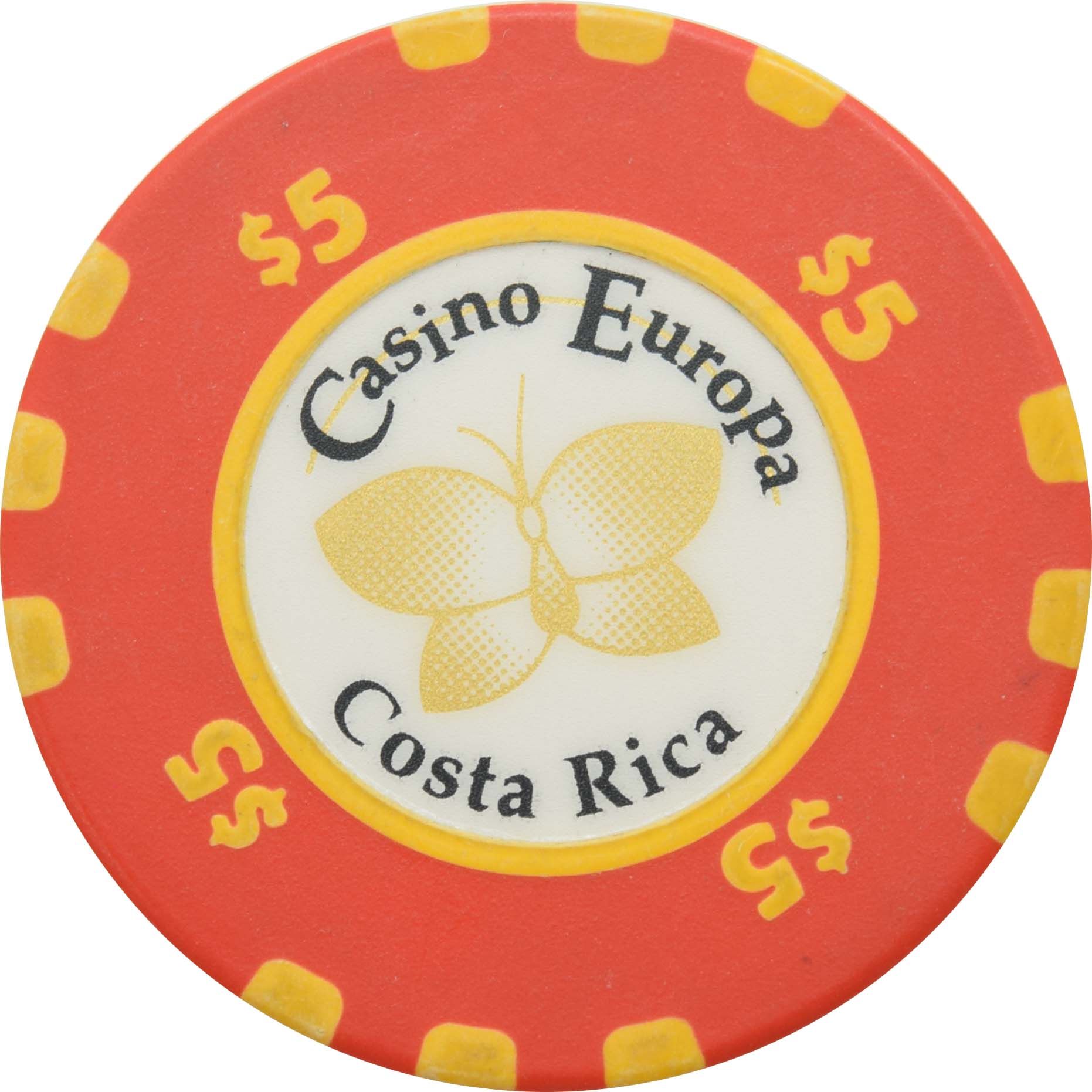 Casino Europa San Jose Costa Rica $5 Chip Bourgogne et Grasset