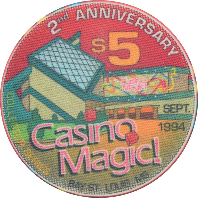 Casino Magic Bay St. Louis Mississippi $5 2nd Anniversary Chip