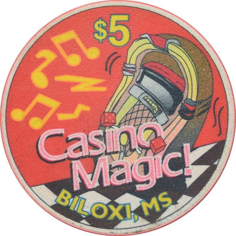 Casino Magic Bay Biloxi Mississippi $5 Cruisin' The Coast Chip