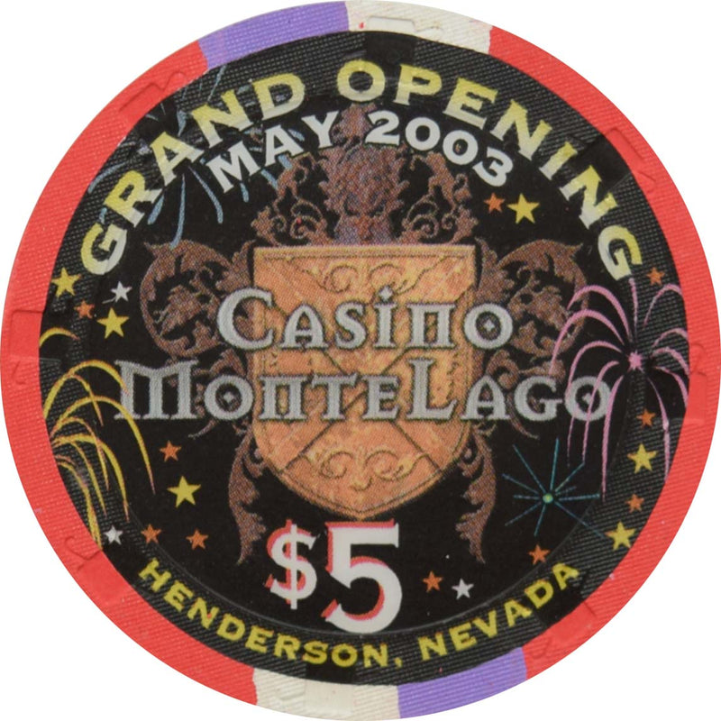 Casino MonteLago Henderson Nevada $5 Grand Opening Chip 2003