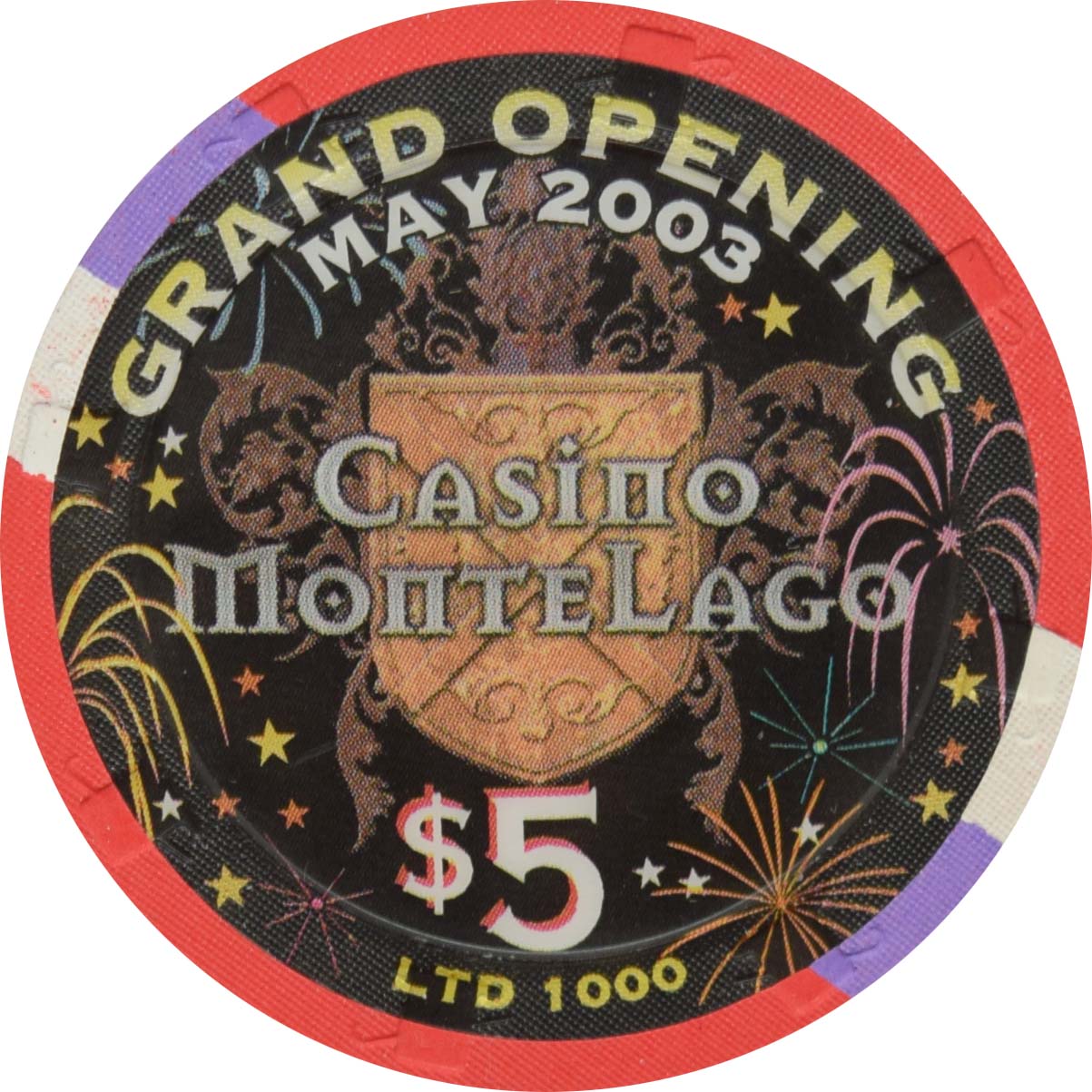 Casino MonteLago Henderson Nevada $5 Grand Opening Chip 2003