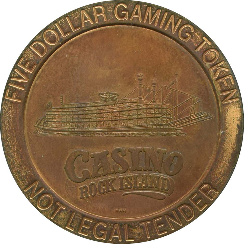 Casino Rock Island Rock Island Illinois $5 Token