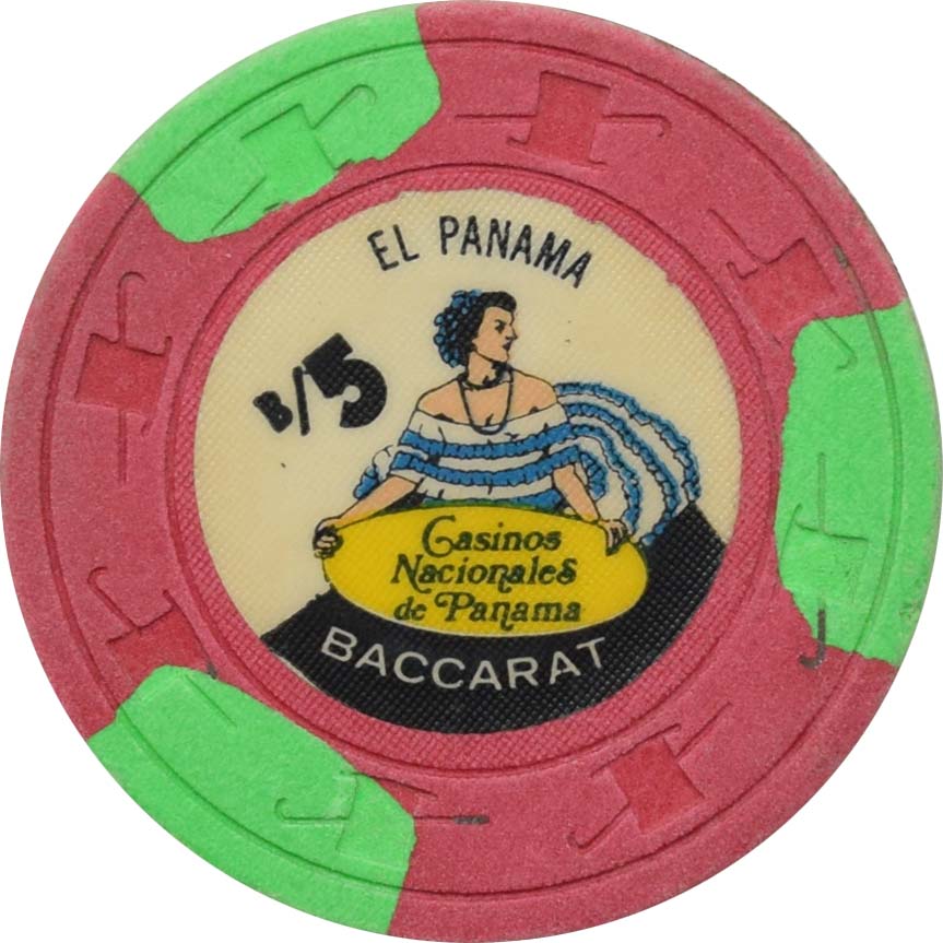 Holiday Inn Casino Nacionales De Panama $5 Baccarat Chip Green Edge Spots