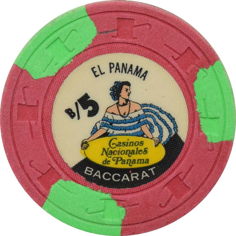 Holiday Inn Casino Nacionales De Panama $5 Baccarat Chip Green Edge Spots
