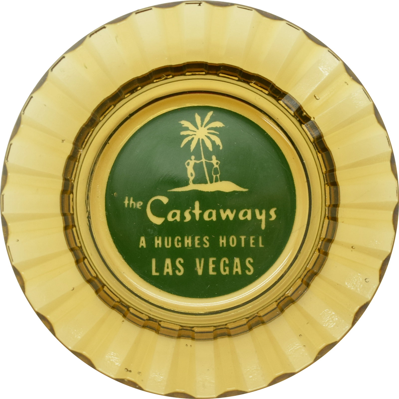 Castaways Casino Las Vegas Nevada "A Hughes Hotel" Clear Yellow Ashtray