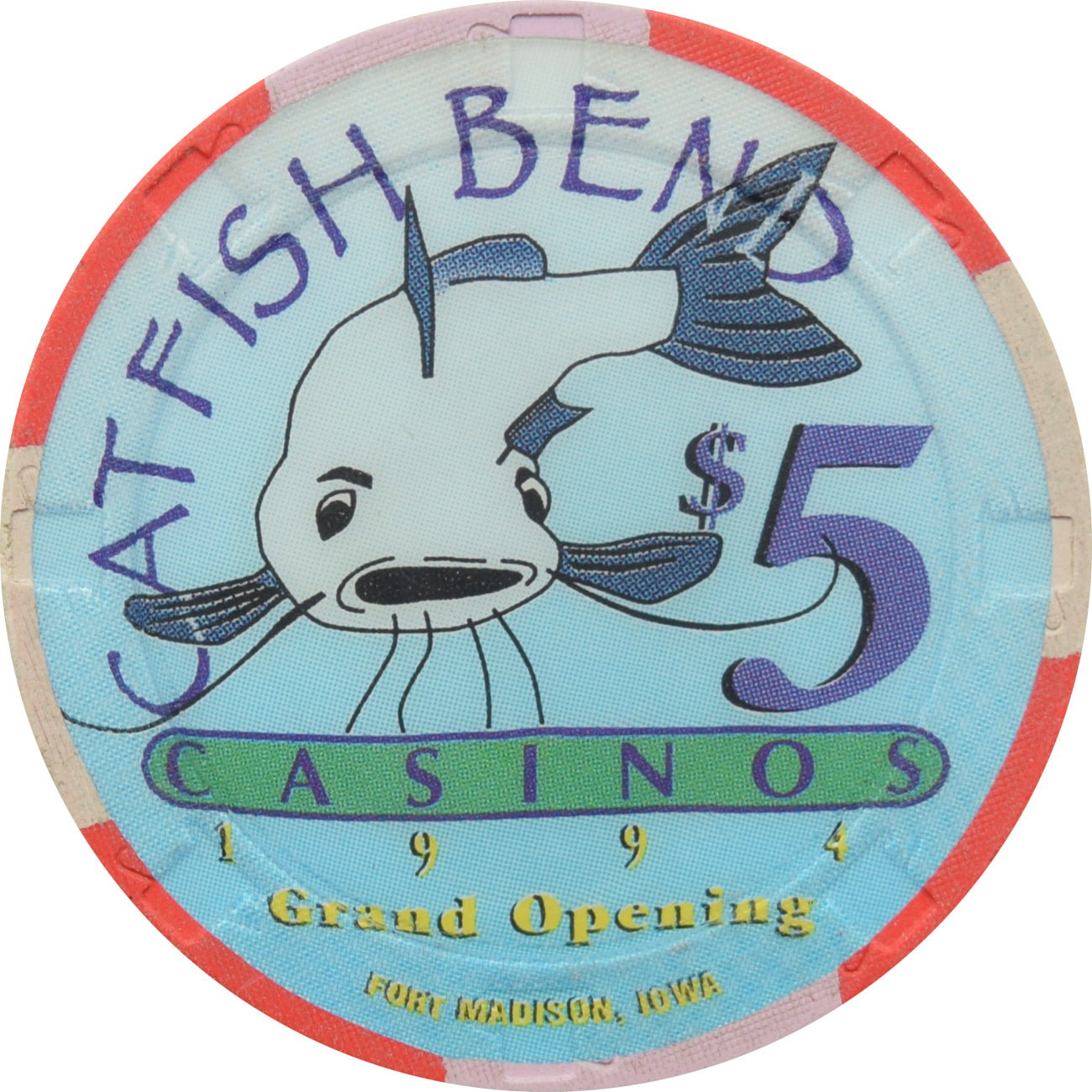 Catfish Bend Casinos Fort Madison Iowa 5 Grand Opening Chip