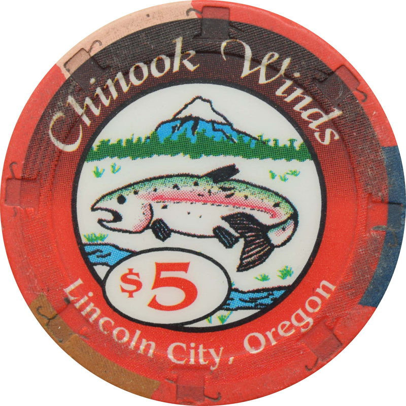 Chinook Winds Casino Lincoln City Oregon $5 Chip