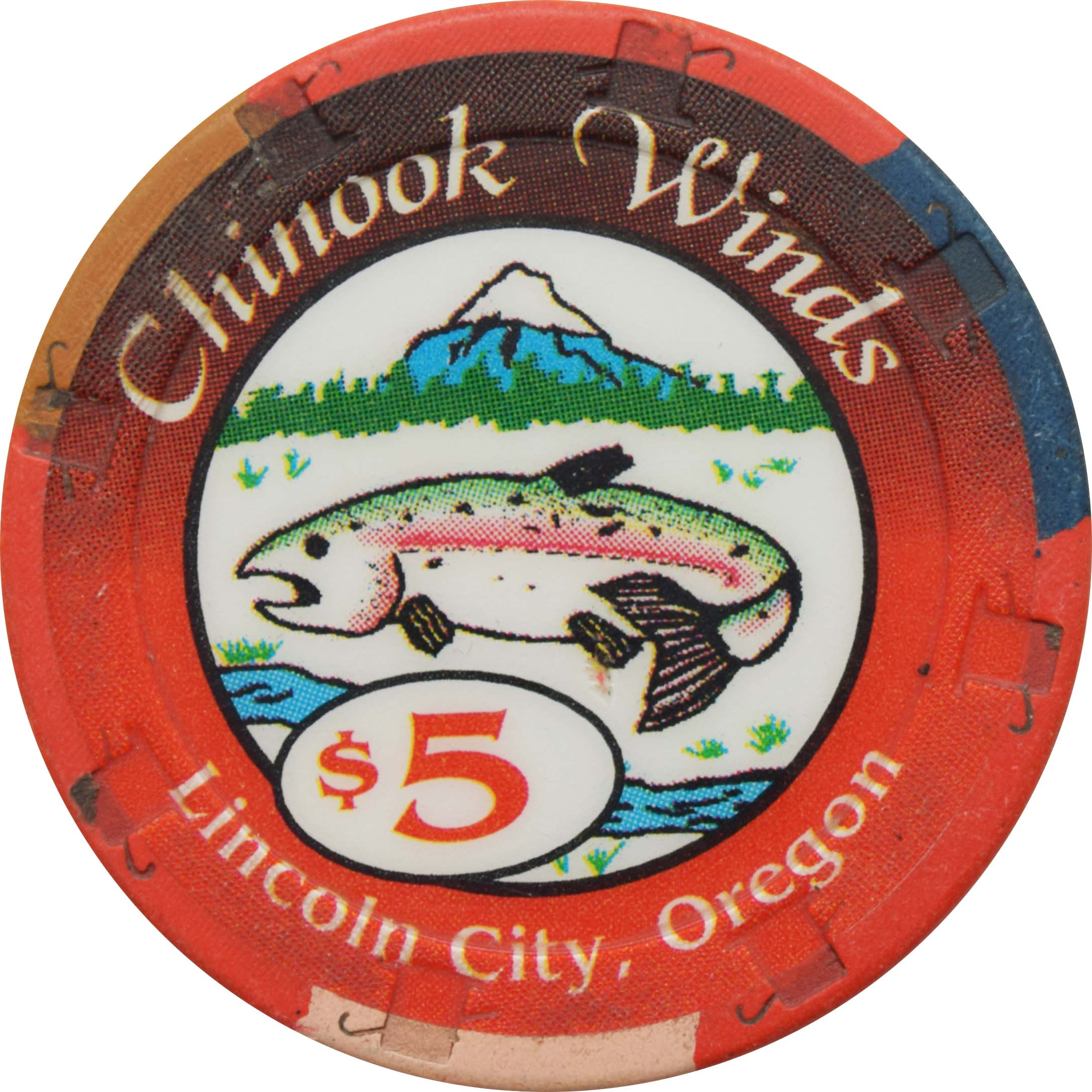 Chinook Winds Casino Lincoln City Oregon $5 Chip