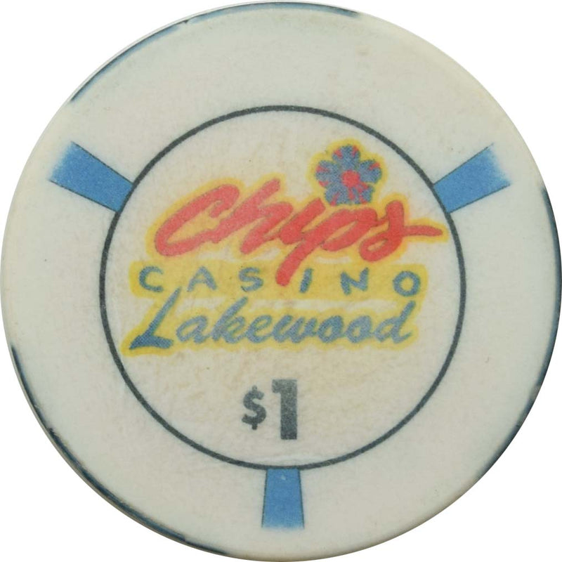 Chips Casino Lakewood Washington $1 Blue Spots Chip