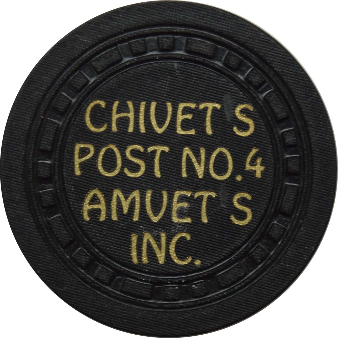 Chivet's Post No 4 Amvets Inc Fraternity Cottage Hills Illinois Black Chip