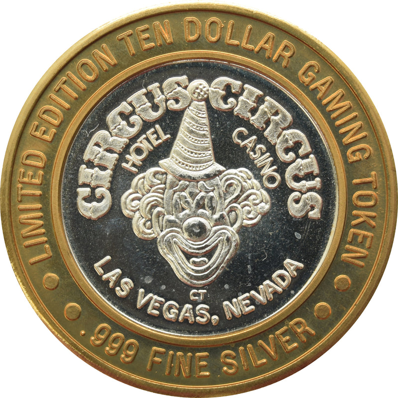 Circus Circus Casino Las Vegas "Water Ride" $10 Silver Strike .999 Fine Silver 1994